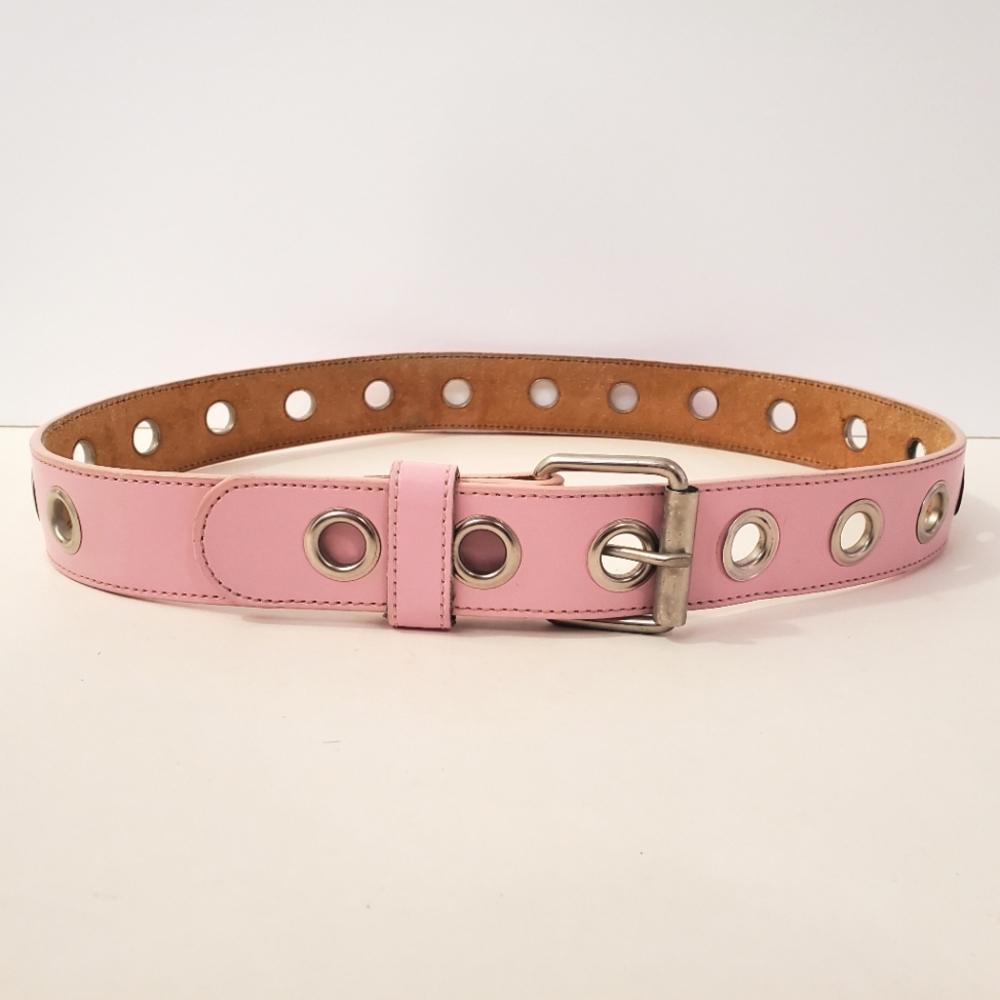 Pink Leather Grommet Belt